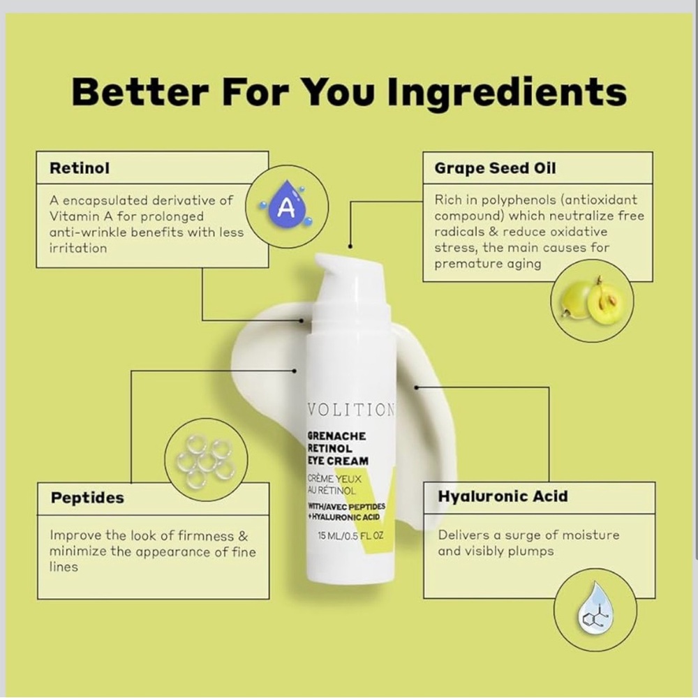 🆕 Volition - Grenache Retinol Eye Cream - 15 mL - Picture 2 of 4